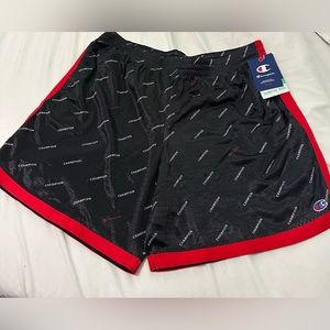 Red and black men’s champion shorts
